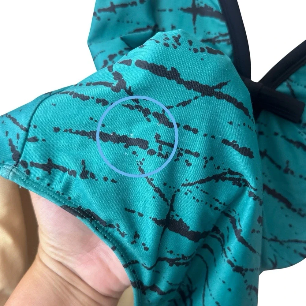 NEW Stussy RARE Green‎ Black Bow Open Back One Piece Swimsuit Vacation Beach S